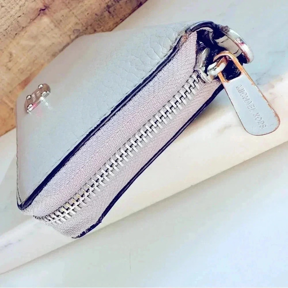 Michael Kors Cement Jet Set Pebble Leather Za Continental Wallet - Picture 6 of 11